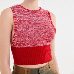 URBAN OUTFITTERS CROPPED SWEATER VEST sz S PREPPY ACADEMIA HOLIDAY Y2K 90s NEW